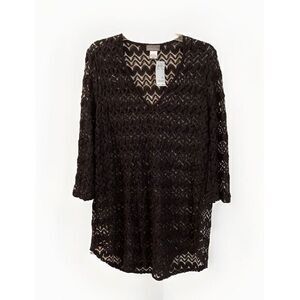 Jordan Taylor‎ Black Sheer Lace Long Sleeve Cover-Up Dress Size XL Whimsigoth